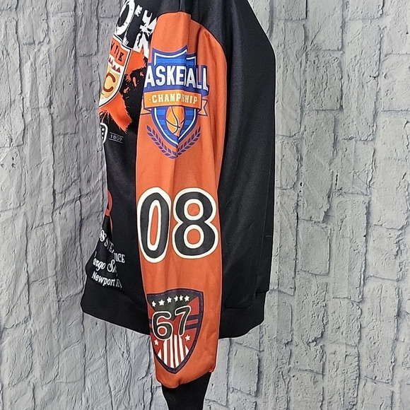 BASKETBALL Slogan Bomber‎ Varsity Jacket Size Large Chest 40 in. Lg. 27 in. - Picture 8 of 9